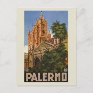 Postal anuncio de viaje italiano vintage Palermo Sicilia