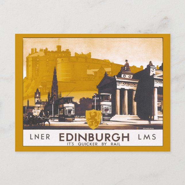 Postal Anuncio de viaje por tren de Edinburgh LNER/LMS (Anverso)