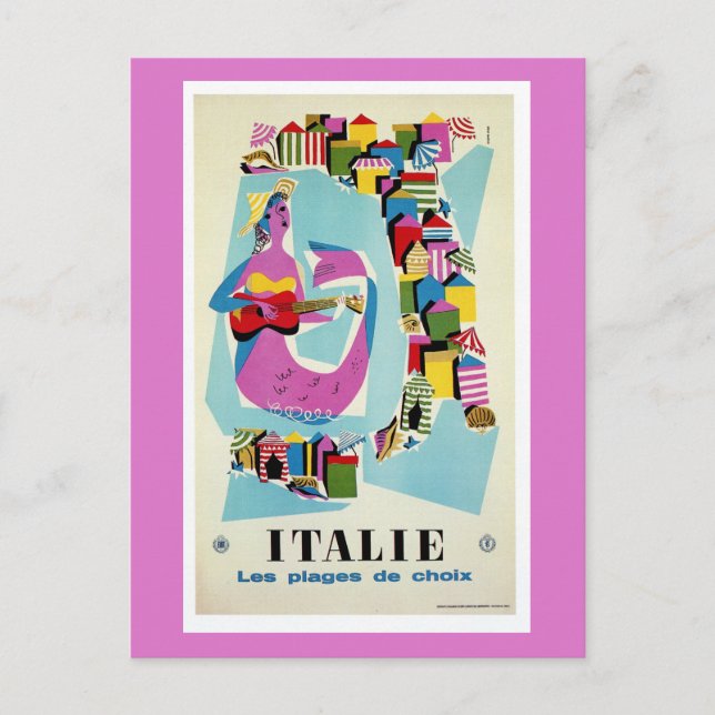 Postal Anuncio de viaje retro vintage Italia (Anverso)