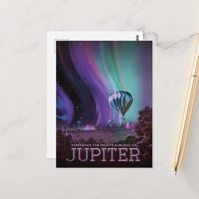 Postal Anuncio de viajes de Ciencia Ficción, Planet Jupit (Anverso/Reverso In Situ)