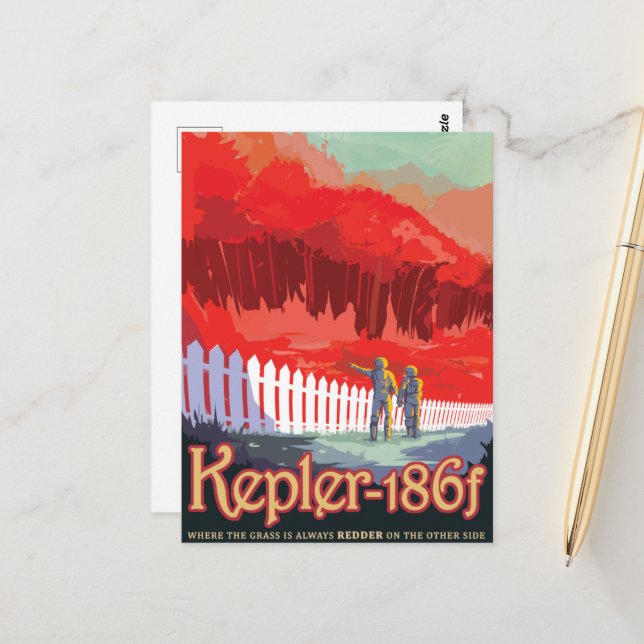 Postal Anuncio de Viajes de Ciencia Ficción, Planeta Kepl (Anverso/Reverso In Situ)