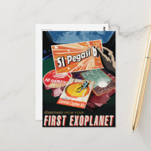 Postal Anuncio de viajes de Sci-Fi, Planet 51 Pegasi b