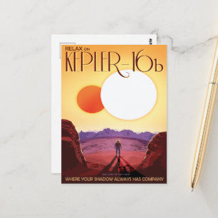 Postal Anuncio de viajes de Sci-Fi, Planet Kepler-16b