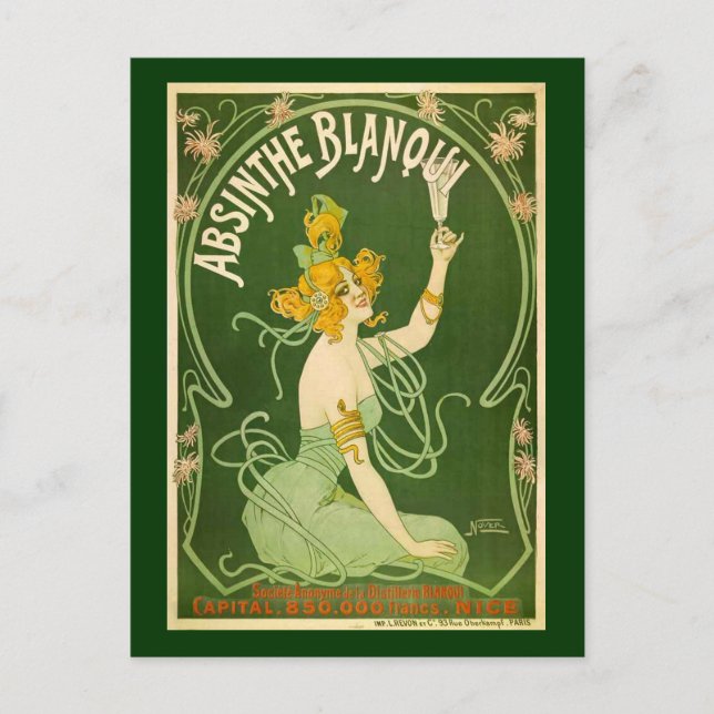 Postal Anuncio de Vintage Absinthe Blanqui (Anverso)