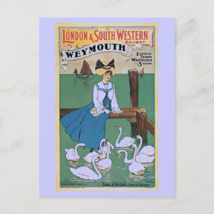 Postal Anuncio de Vintage Weymouth London y SW Railway