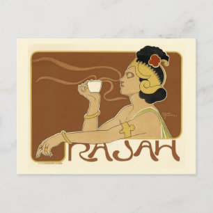 Postal Anuncio del café de la época de Rajah