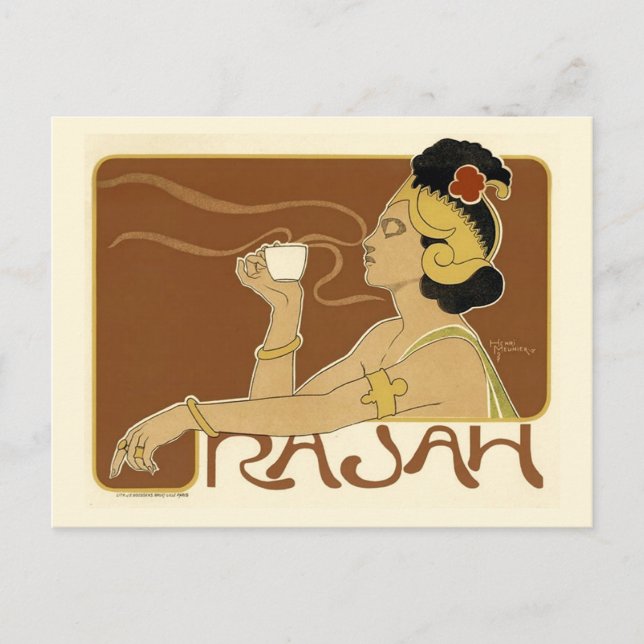 Postal Anuncio del café de la época de Rajah (Anverso)