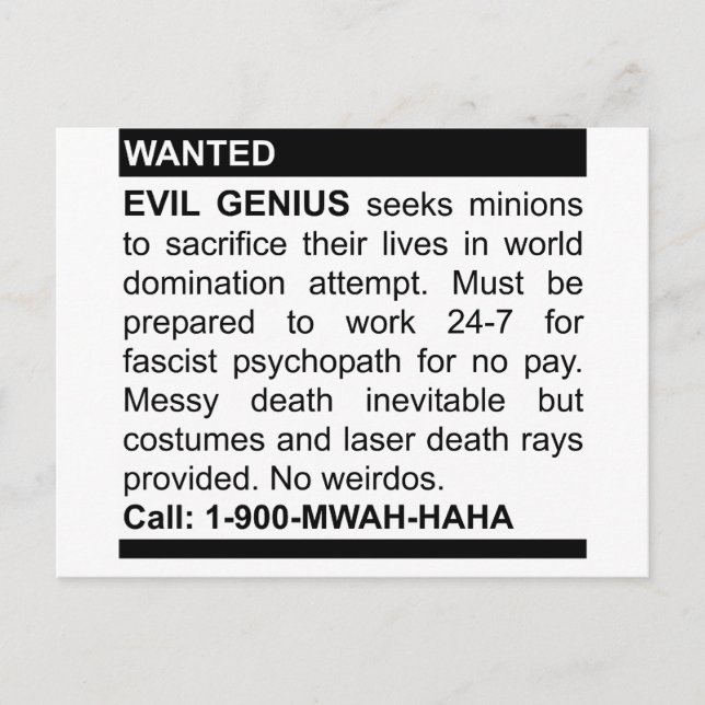 Postal Anuncio del genio del mal (Anverso)