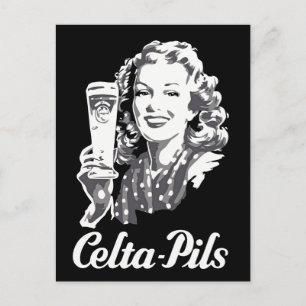 Postal Anuncio del logo de la cerveza belga estilo retro