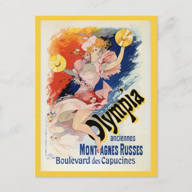 Postal Anuncio del teatro de la época de Chéret belle épo (Anverso)