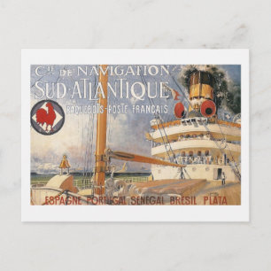 Postal Anuncio del viaje del barco de cruceros del