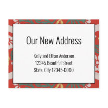 Anuncio floral rojo blanco de nuestra nueva direcc