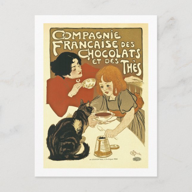 Postal Anuncio francés vintage de chocolate (Anverso)