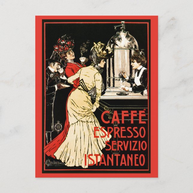 Postal Anuncio italiano victoriano de café espresso (Anverso)