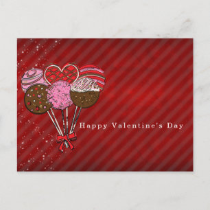 Postal Anuncio o fiesta de Cake Pops de San Valentín