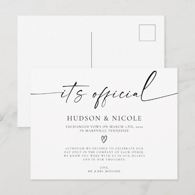 Postal Anuncio oficial de boda secreta (Anverso / Reverso)