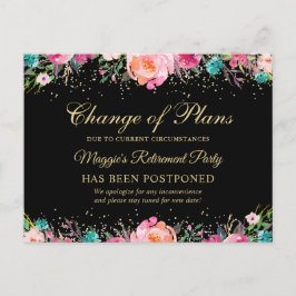 Postal Anuncio pospuesto Fiesta de jubilación floral