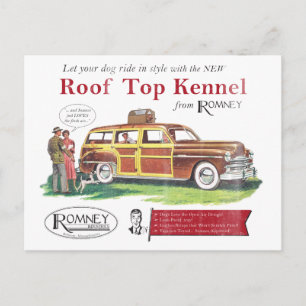 Postal Anuncio retro de perro de Mitt Romney