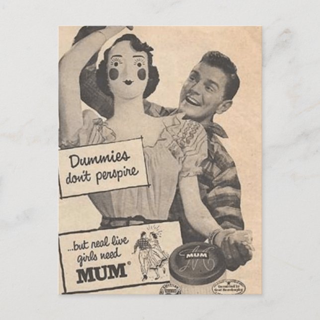 Postal Anuncio retro "desodorante tonto" políticamente in (Anverso)