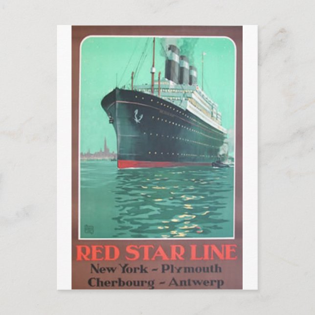 Postal Anuncio viejo de Red Star Line Titanic (Anverso)