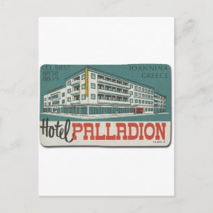 Postal Anuncio viejo Grecia Ioannina Hotel Palladion