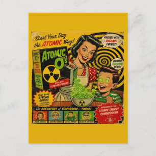 Postal Anuncio vintage de cereal de desayuno brillante Sc
