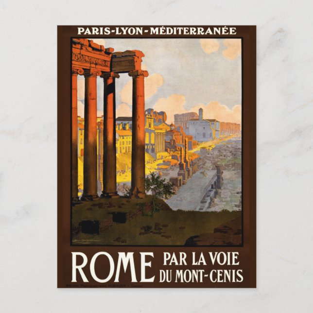 Postal Anuncio vitícola de viaje en Roma Turismo en Europ (Anverso)