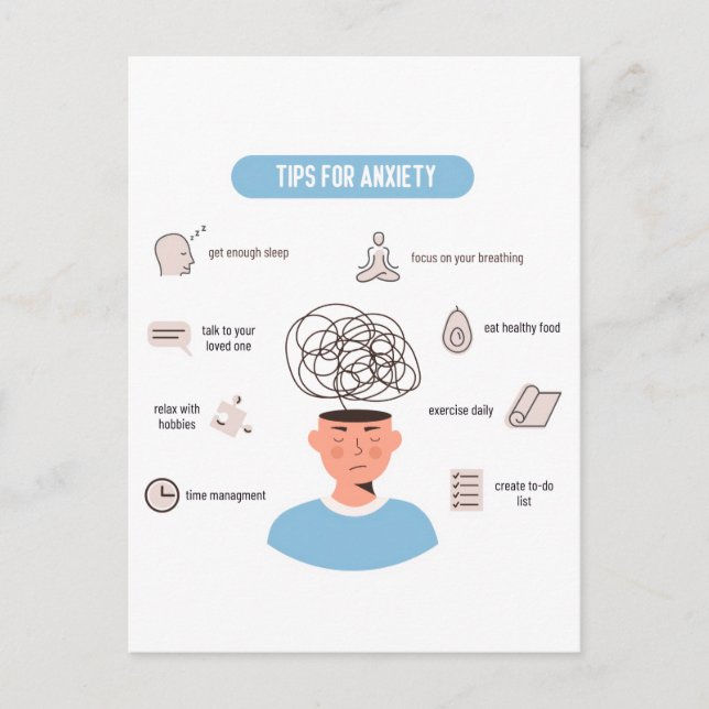 Postal Anxiety Tips Minimal Mental Health Art (Anverso)