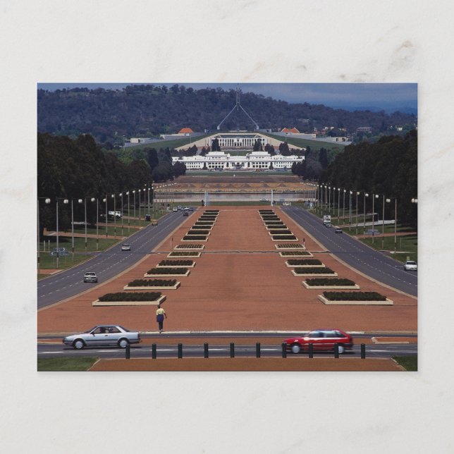 Postal Anzac Parade and Parliament House, Canberra, Austr (Anverso)