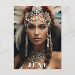 POSTAL *~ AP53 JUNIO CUMPLEAÑOS BOHO PERLAS MUJER