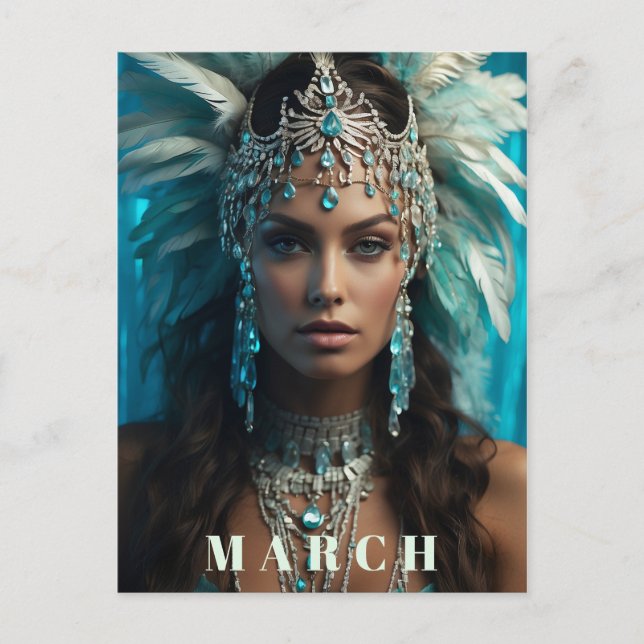 Postal *~* Ap53 MARCH Boho AQUAMARINE Headdress (Anverso)
