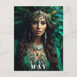 Postal *~ AP53 MAY Cumpleaños DIOSA Esmeralda Boho