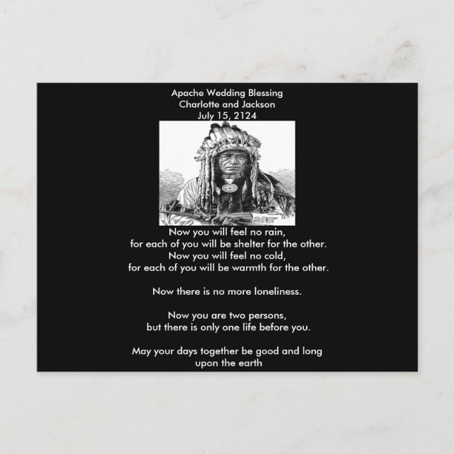 Postal Apache Boda Blessing Cheif (Anverso)