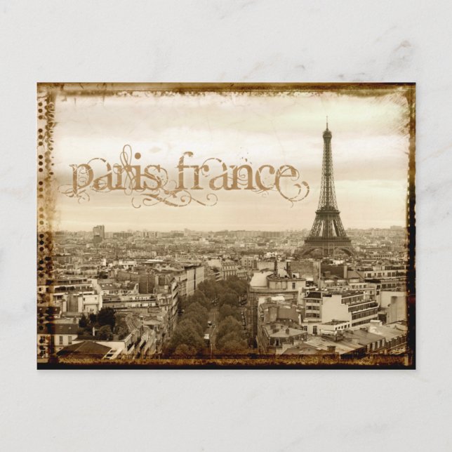 Postal apariencia vintage de París Francia (Anverso)