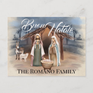 Postal Apellido italiano de familia Buon Natale Belén