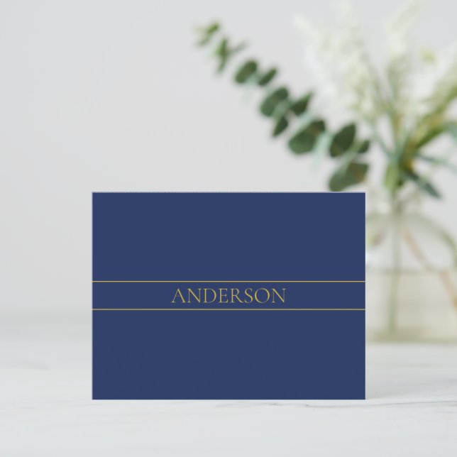 Postal Apellido o empresa Navy Blue & Gold Name (Anverso de pie)