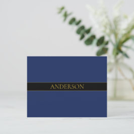 Postal Apellido o empresa Navy Blue & Gold Name