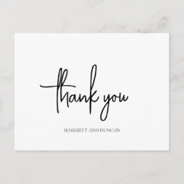 Postal Apenas una boda elegante blanca y negra gracias