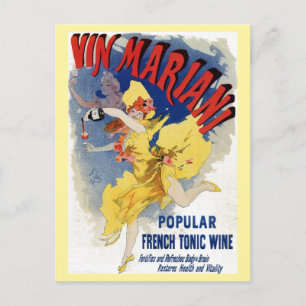 Postal Aperitivo de vino bellé époque francés vintage y