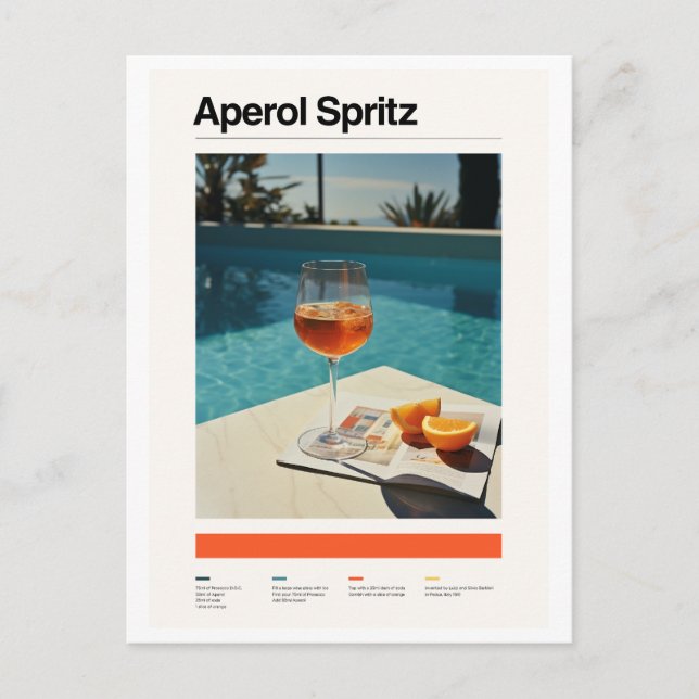 Postal Aperol Spritz y Poster de la piscina (Anverso)