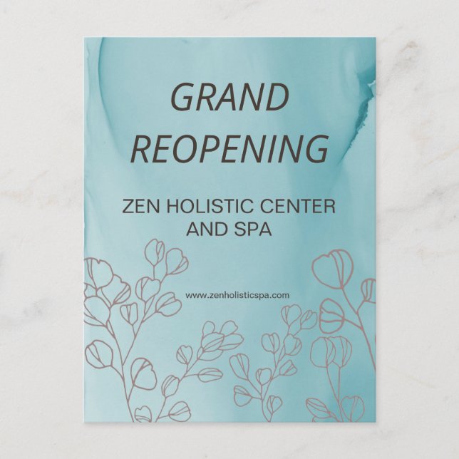 Postal Apertura del Salón Spa Empresarial Eucalipto Azul  (Anverso)