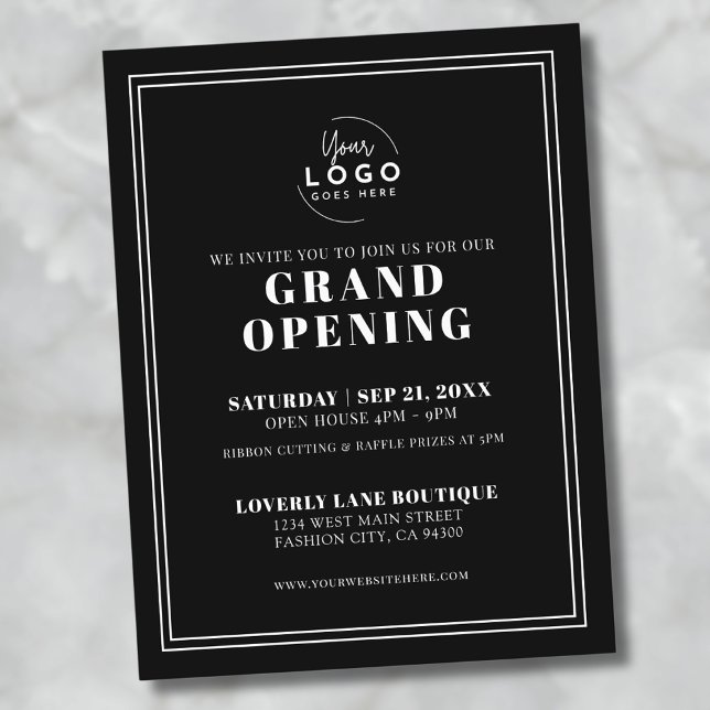 Postal Apertura general de negocios sencilla con logotipo (Logo Simple Business Grand Opening Postcard)