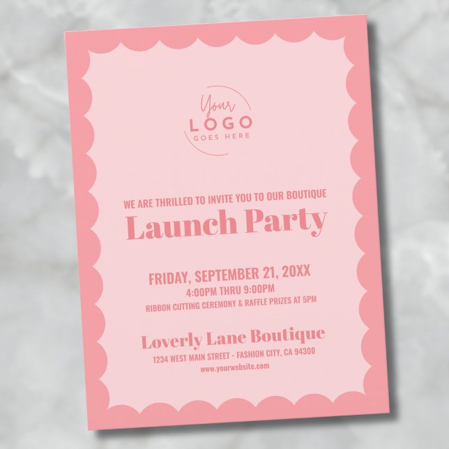 Postal Apertura general del logotipo de la empresa (Scallop Logo Business Grand Opening Postcard)