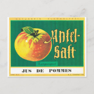 Postal Apfel-Saft Apple Juice Arte de Vintage en alemán
