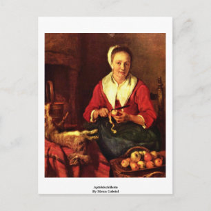 Postal Apfelelschälerin Por Metsu Gabriel