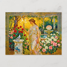 Postal Aphrodite in Rose Garden with Fountain, Shell and 
