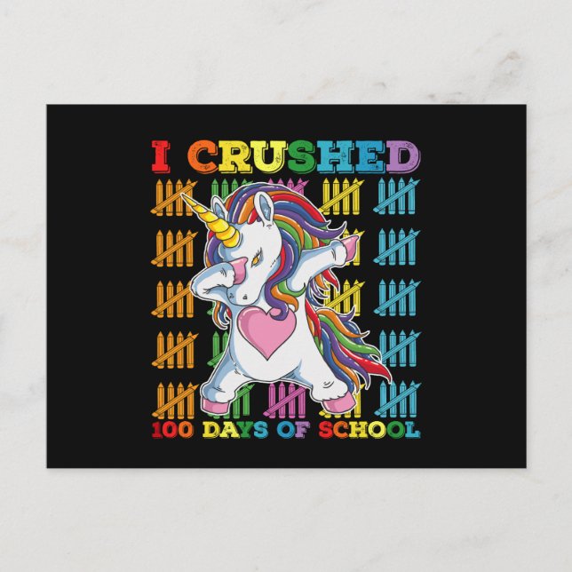 Postal Aplasté 100 Días De Escuela Unicornio (Anverso)