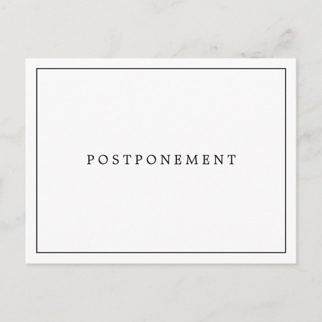 Postal Aplazamiento de Boda Simple en Blanco y Negro (Anverso)