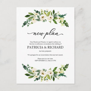 Postal Aplazamiento de la boda del nuevo plan floral de v