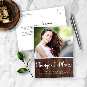 Postal Aplazamiento de la graduación de madera rústica